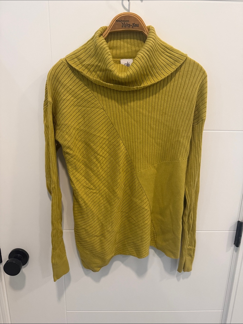 CAbi Ribbed Cowl Neck Sweater size small